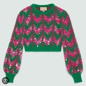 Gucci Vibrant Green and Pink Sequin Knit